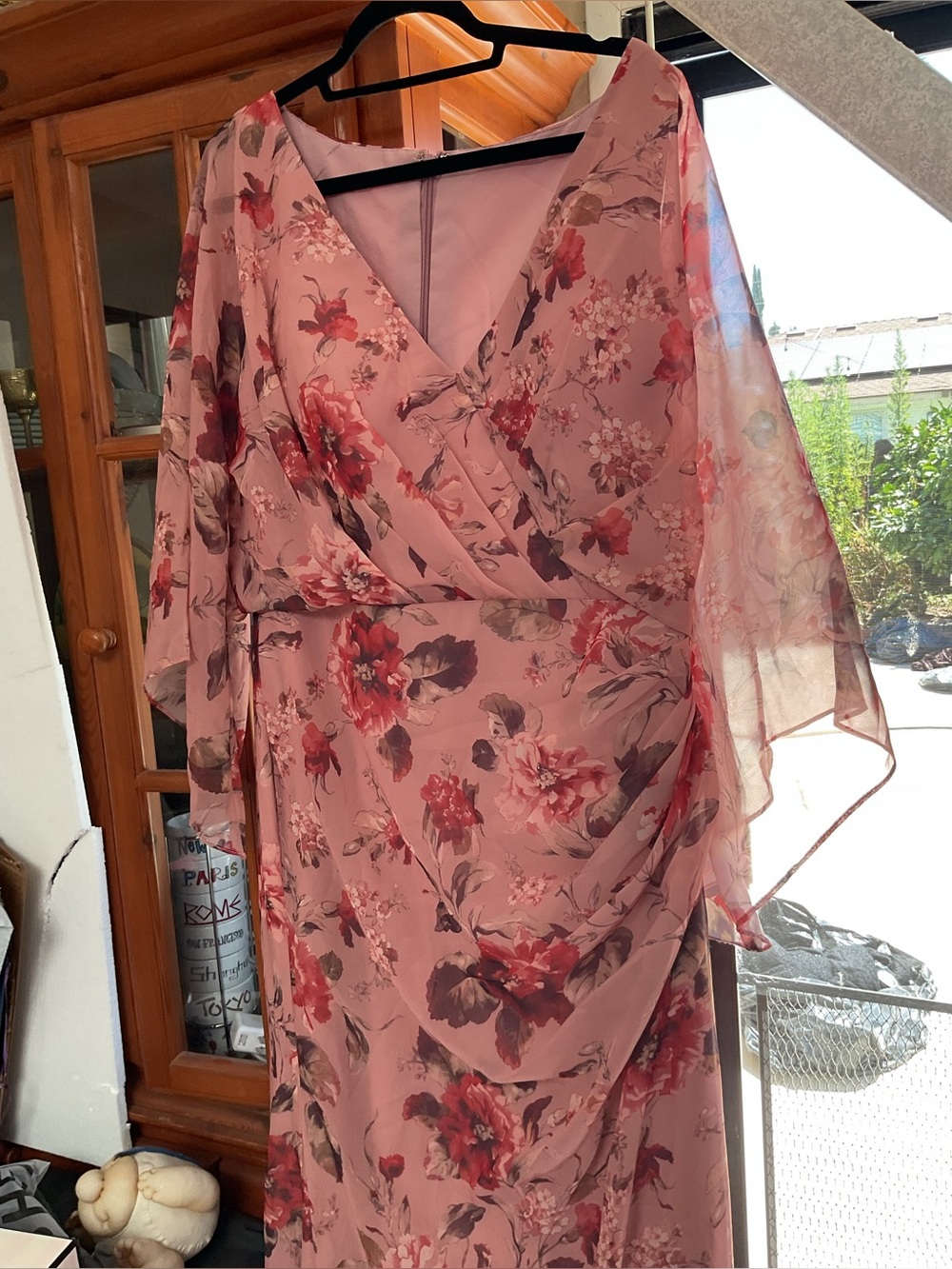 Elegant Pink Floral Wrap Dress